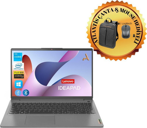 Ideapad 3 i3-1215U 16GB 128GB M.2 SSD 82RK00X8TXATL32 15.6'' W11H Notebook + Çanta+ Mouse