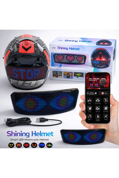 Motosiklet-Bisiklet Kask Arkası Led Panel Kask Motorsiklet Aksesuar Bluetooth Uygulamalı