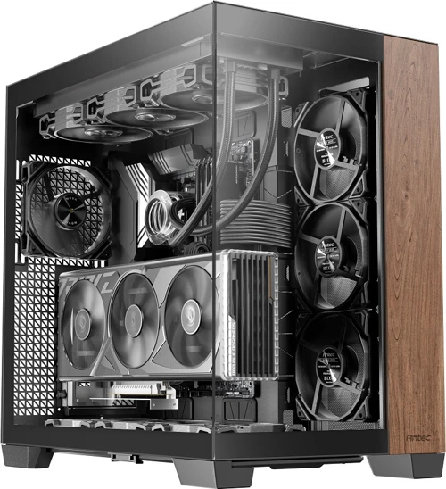 C8 Wood Ahşap Ön Panel Temperli Cam E-ATX Full Tower Gaming (Oyuncu) Kasası