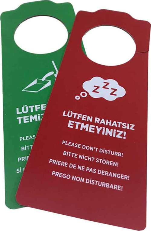 300 Adet PVC Çift Taraflı Kart Rahatsız Etmeyin Odayı Temizleyiniz Otel Odası Kartı Kapı Askısı