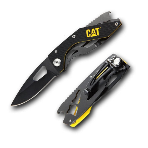 DA980267 Kemer Askı Kancalı Şişe Açacaklı Katlanabilir 16CM Paslanmaz Çelik Siyah Kamp Çakısı