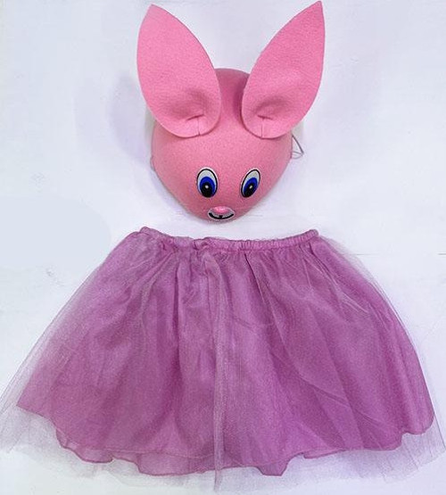 Tavşan Kostümü Pembe - 23 Nisan Tavşan Şapka ve Tütü Etek Seti 2 Parça