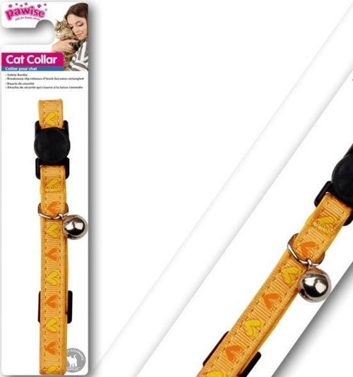 Kalp Desenli Sarı Kedi Boyun Tasması 30 cm
