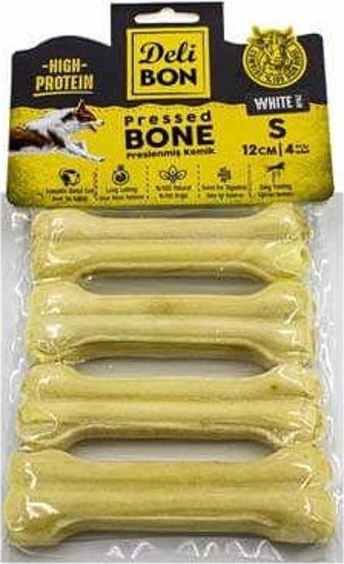 Deri Press Köpek Kemik Ödülü Small Beyaz 12 Cm 4 Adet