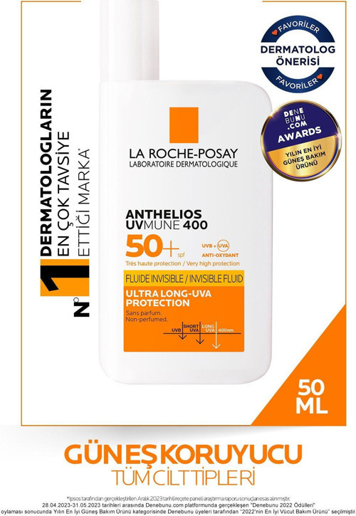 Anthelios Uvmune400 Invisible Fluid Spf50+ Yüz Güneş Kremi 50 Ml