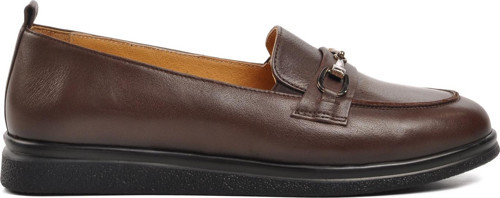 44280 Kahve Hakiki Deri Kadın Loafer Ayakkabı