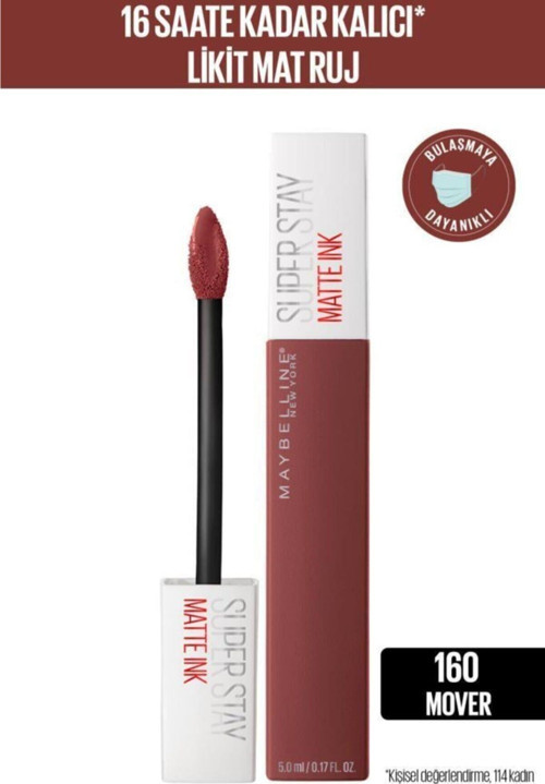 Super Stay Matte Ink Likit Mat Ruj - 160 Mover - Kahverengi