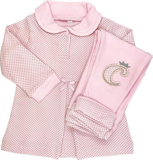 Puantiyeli Elbise 2'li Takım 12 Ay - Pembe