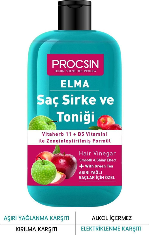 Aşırı Yağlanma Karşıtı Elmalı Saç Sirke Ve Toniği 250 Ml