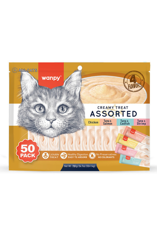 Wanpy Karışık 4 Lezzetli Krema Kedi Ödülü 50x14gr