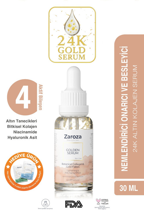 Altın Serum - 24 Ayar - Yaşlanma Karşıtı (24K Altın Yapraklı Serum) - 30 Ml