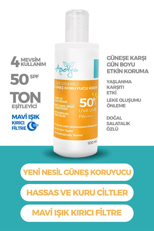 ASELYA AKNEYE EĞİLİMLİ CİLTLER IÇİN LEKE KARŞITI 50 SPF GÜNEŞ KREMİ - 100 ML
