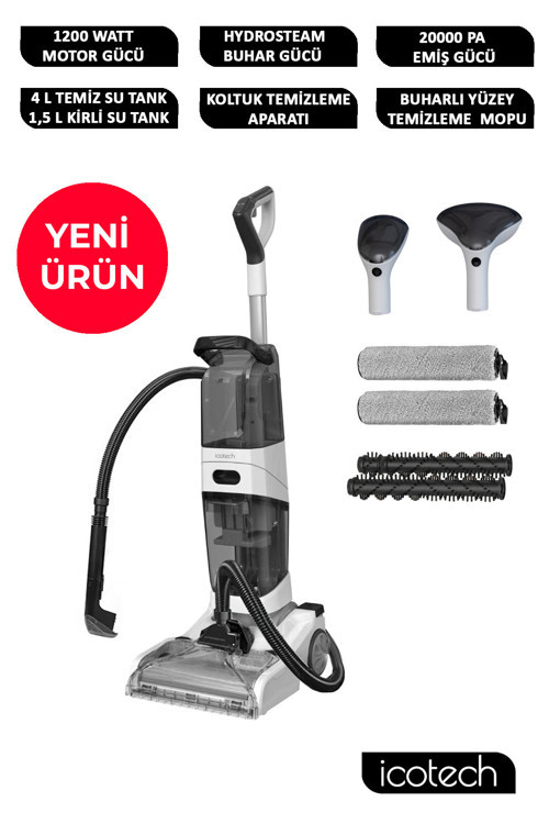 İcotech Sc60 Max Pro Buhar Fonksiyonlu Dikey Halı Yıkama Koltuk Yıkama