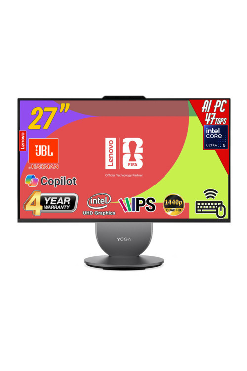 Yoga 27Iph11 Intel Core U5-325 32Gb 1Tb 27 Pivot Qhd Freedos Gri Aı-Powered Aıo Bilgisayar