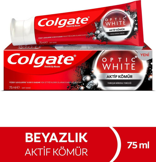 Optic White Aktif Kömür Yumuşak Mineral Temizliği Beyazlatıcı Diş Macunu 75 Ml