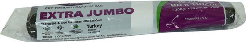Extra Jumbo Boy Siyah Çöp Torbası 80x110Cm 300 gr 90L 10lu