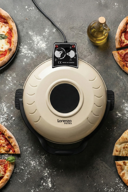 Pietra 12 in 1 Pizza Makinesi Lahmacun Tandır Ekmeği Bazlama ve Fırın Yemekleri Tepsi Hediyeli Cream