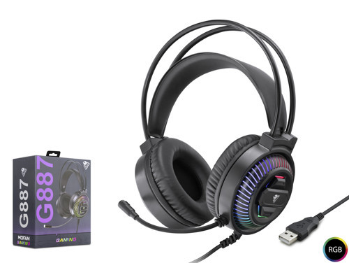 G887 USB RGB 7.1 Surround Over-Ear Mikrofonlu Gaming Kulaklık Siyah