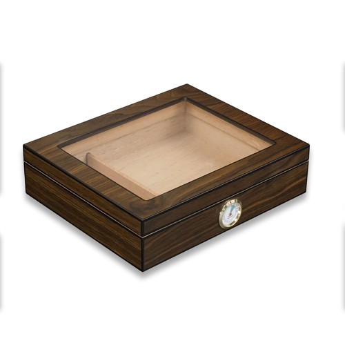Camlı Puro Kutusu Humidor Ceviz 25's