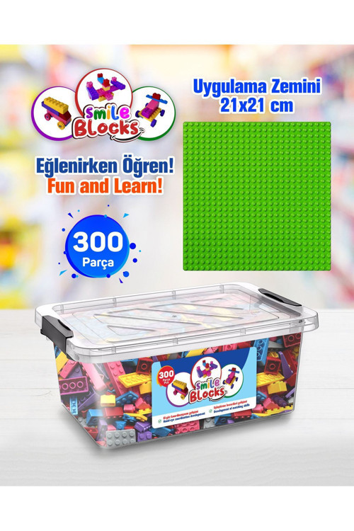 Smile Blocks 300 Parça Plastik Kutulu Mikro Blok Yeşil Uygulama Zeminli