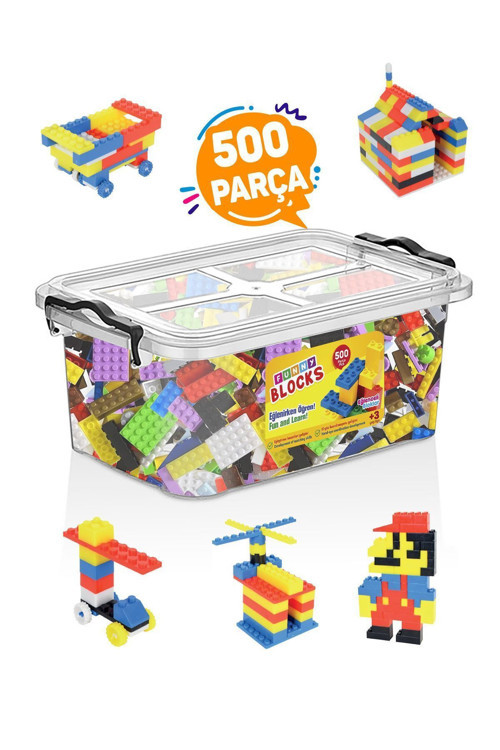 Funny Blocks Mikro Blok 500 Parça Plastik Kutulu Yapı Blokları