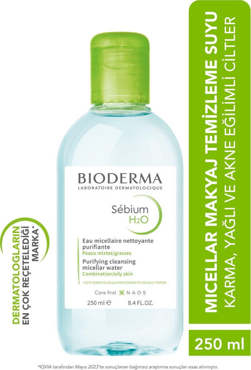 Sebium H2O Karma, Yağlı ve Akne Eğilimli Ciltler için Micellar Makyaj Temizleme Suyu 250 ml