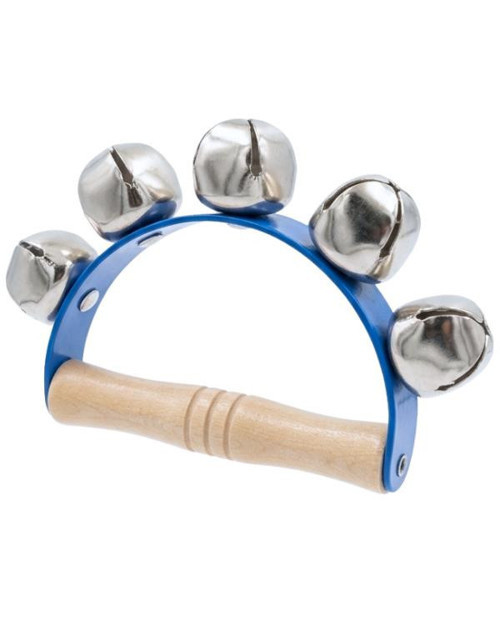 Ahşap Saplı Ritim El Zili 5 Zilli Mavi 10.5 cm