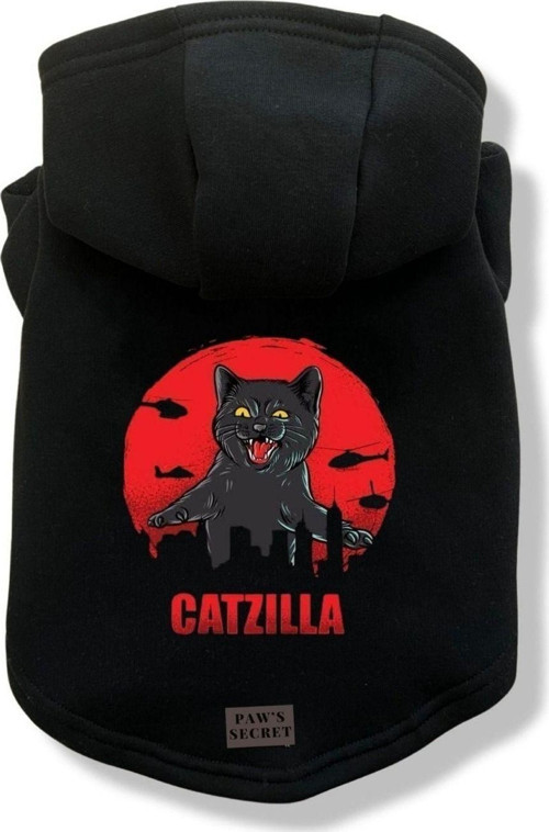Catzilla Baskılı Köpek Kıyafeti Sweatshirt Hoodie XL