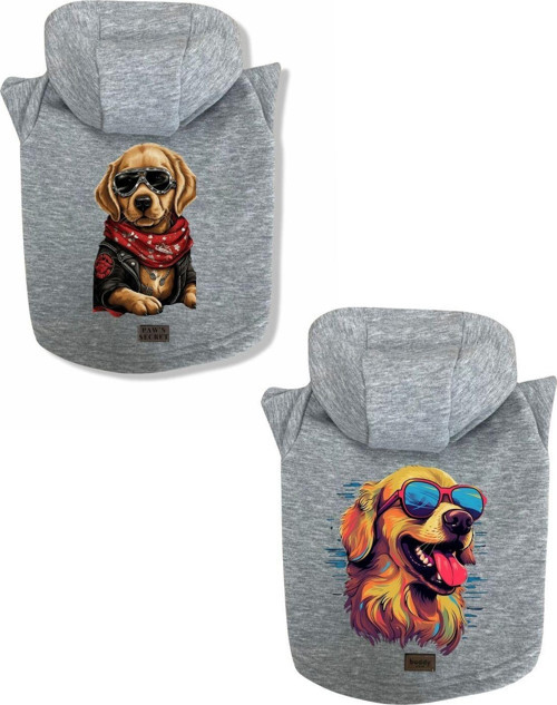 Kedi Köpek Kıyafeti Sweatshirt Golden Model Gri Kombin 2'li Set XL