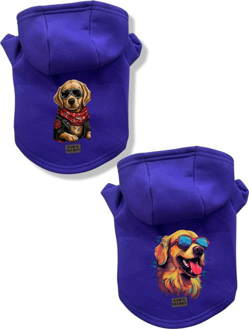 Kedi Köpek Kıyafeti Sweatshirt Golden Model Mor Kombin 2'li Set L