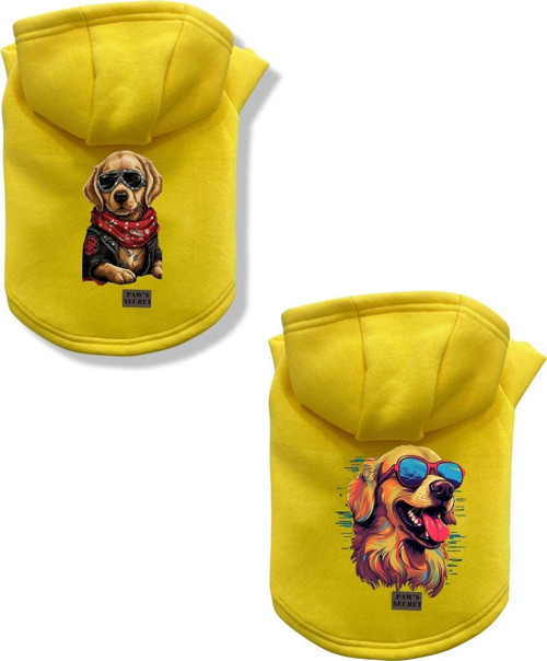 Kedi Köpek Kıyafeti Sweatshirt Golden Model Sarı Kombin 2'li Set XS