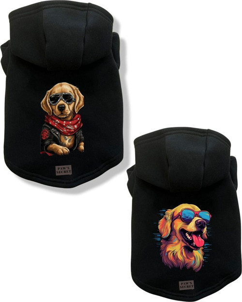 Kedi Köpek Kıyafeti Sweatshirt Golden Model Siyah Kombin 2'li Set XL
