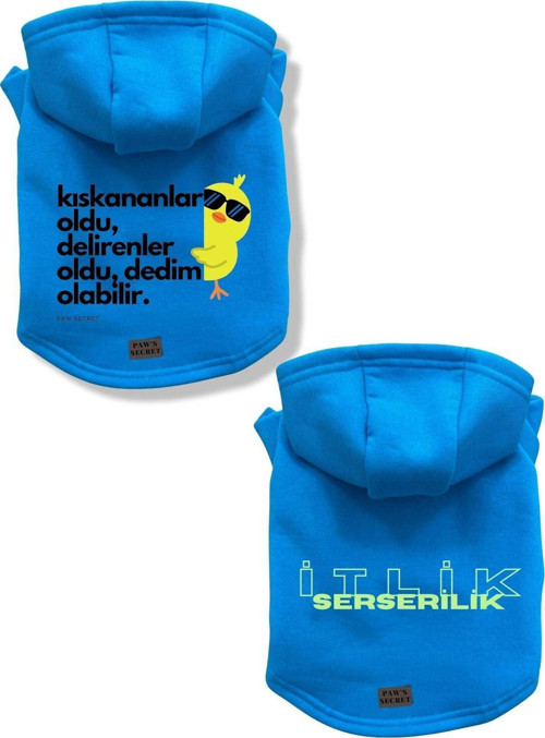 Kedi Köpek Kıyafeti Sweatshirt Kıskananlar Oldu - Serseri Açık Mavi Kombin 2'li Set XL