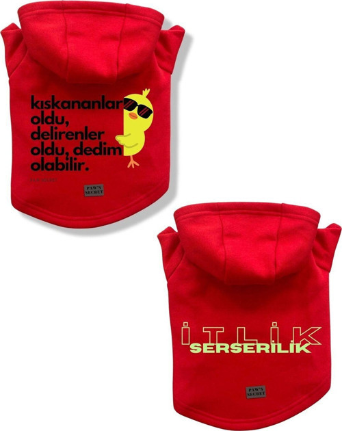 Kedi Köpek Kıyafeti Sweatshirt Kıskananlar Oldu - Serseri Kırmızı Kombin 2'li Set L