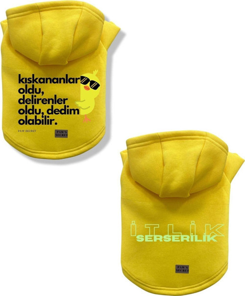Kedi Köpek Kıyafeti Sweatshirt Kıskananlar Oldu - Serseri Sarı Kombin 2'li Set L