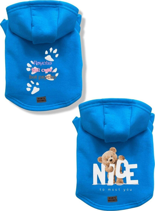 Kedi Köpek Kıyafeti Sweatshirt Psycho - Nice Açık Mavi Kombin 2'li Set S