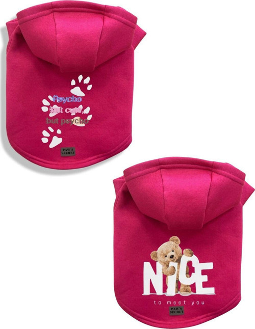 Kedi Köpek Kıyafeti Sweatshirt Psycho - Nice Pembe Kombin 2'li Set M