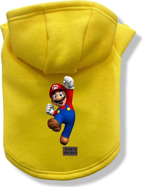 Köpek Kıyafeti Köpek Sweatshirt Hoodie Köpek Ürünleri Kedi Kıyafeti - Süper Mario L