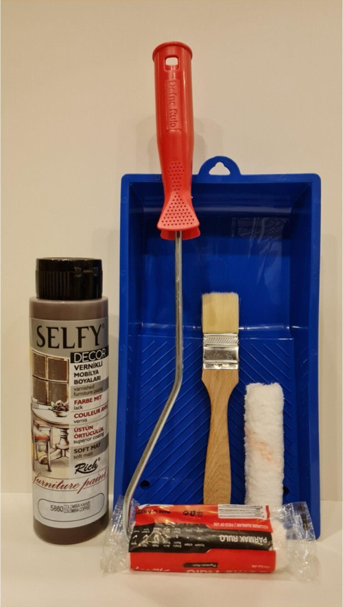 Selfy Decor 500 Cc (750 Gr) Kahverengi Colombıa Kendinden Vernikli Dolap Boyama Seti