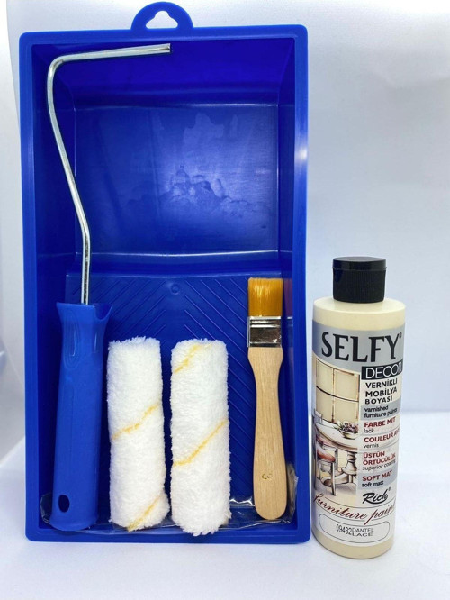 Selfy Decor Kendinden Vernikli Mobilya Boyası 240 Cc Dantel + Boyama Rulo Seti