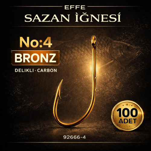 Sazan İğnesi No:4 Bronz Delikli Carbon 100 Adet 92666-4