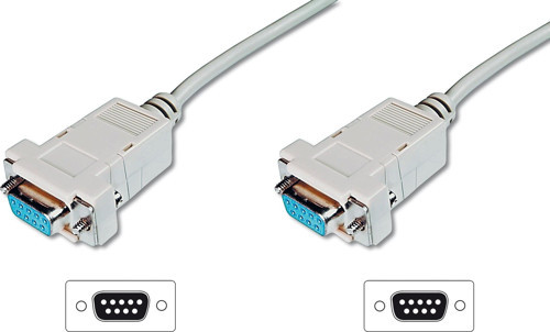 Digitus Modem Bağlantı Kablosu, D-Sub9 Dişi - D-Sub9 Dişi, 1.8 metre, vidalı, bej renk<br>Digi