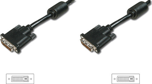 DVI Bağlantı Kablosu, DVI-D (24+1) Erkek <==> DVI-D (24+1) Erkek, 2x ferrit, 10 metre, UL, siy