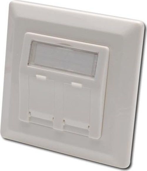Keystone Jack Takmak İçin 2’li Priz (50/50 mm) Çerçevesi (80/80 mm), tozdan korumak amacıyla kapaklı