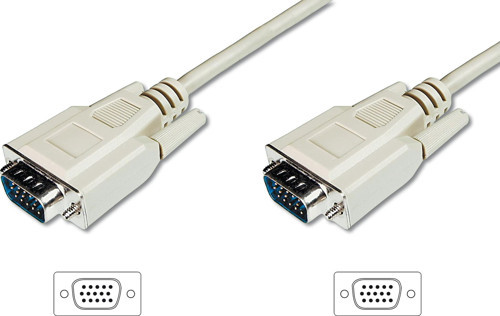 VGA Monitör Kablosu, DSUB 15 erkek <=> DSUB 15 erkek, 5 metre, CU, 3Coax/7C, AWG28, 2x ferrite