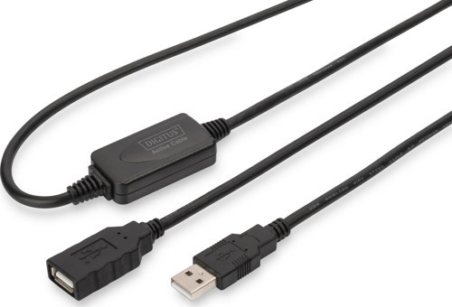 USB 2.0 Repeater / Uzatma Kablosu, USB A erkek / A dişi, 10 metre USB 2.0 A