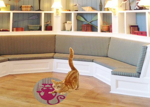 Desenli Çift Taraflı Kedi Tırmalama Paspası Yuvarlak Pink 36*36 cm