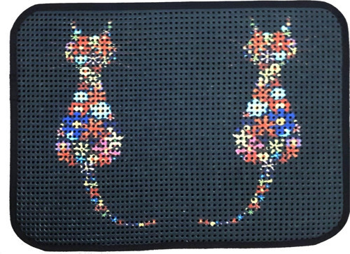 Elekli Desenli Kedi Tuvalet Önü Paspası 60 x 45 cm Ters Kediler