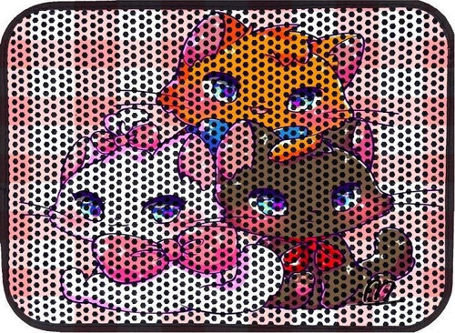 Elekli Desenli Kedi Tuvalet Önü Paspası 60 x 45 cm Three Colour
