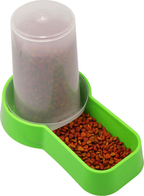 Hazneli Plastik Kedi-Köpek Mama ve Su Kabı 1,5 Lt Kare Yeşil